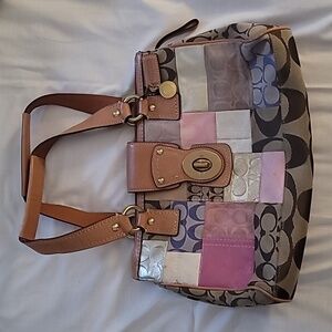 Vintage Coach patch work hand bag